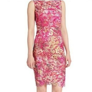 NWT Badgley Mischka Floral Lace Embroidery Overlay Dress
